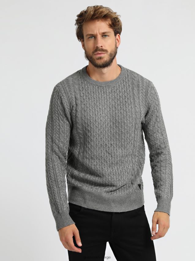 Guess kabelstrikket genser i grå ullblanding grå unisex F0LJ80372
