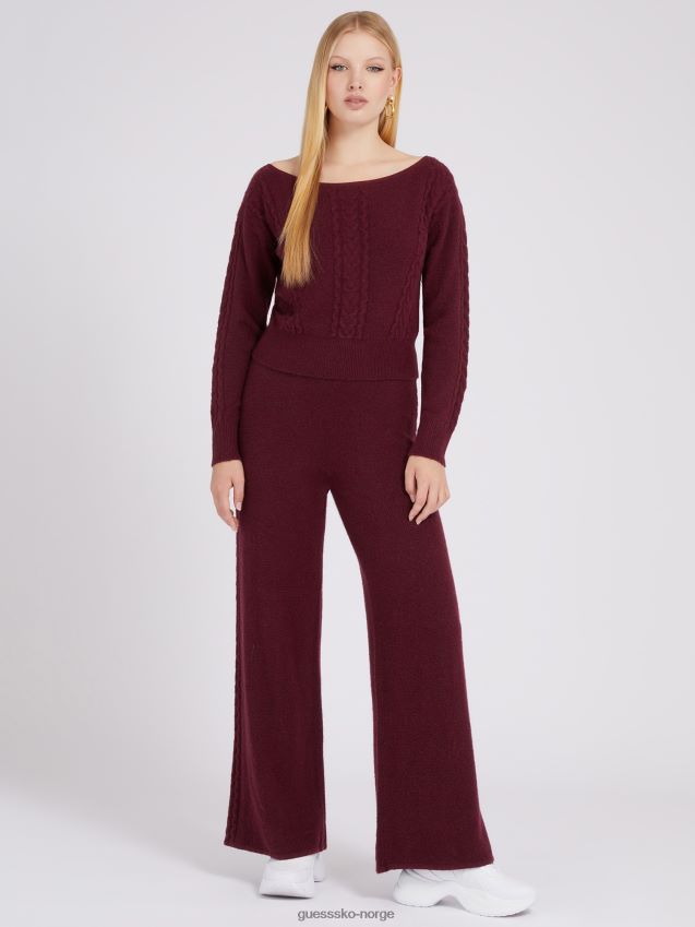 Guess kabelstrikket kashmirblanding genser rød rød unisex F0LJ803179