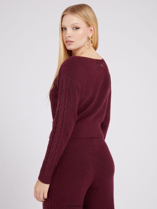 Guess kabelstrikket kashmirblanding genser rød rød unisex F0LJ803179