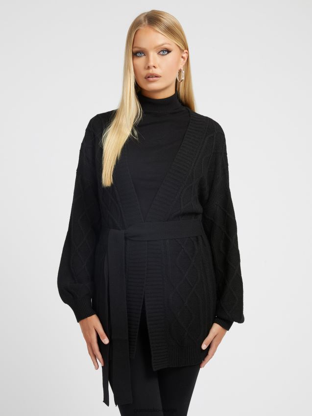 Guess kabelstrikket ullblanding cardigan sort svart unisex F0LJ802710
