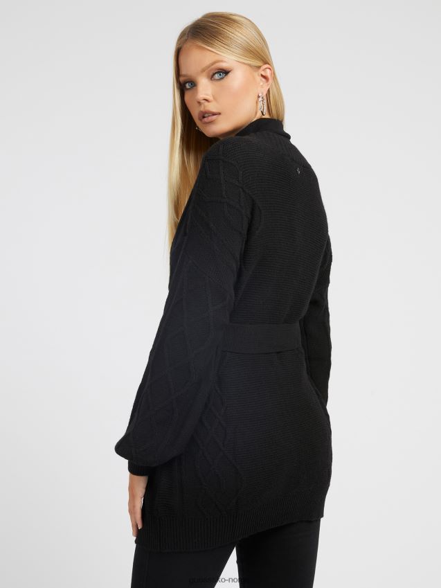 Guess kabelstrikket ullblanding cardigan sort svart unisex F0LJ802710