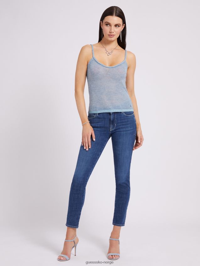 Guess lyseblå lurex garn genser topp lyse blå unisex F0LJ803186