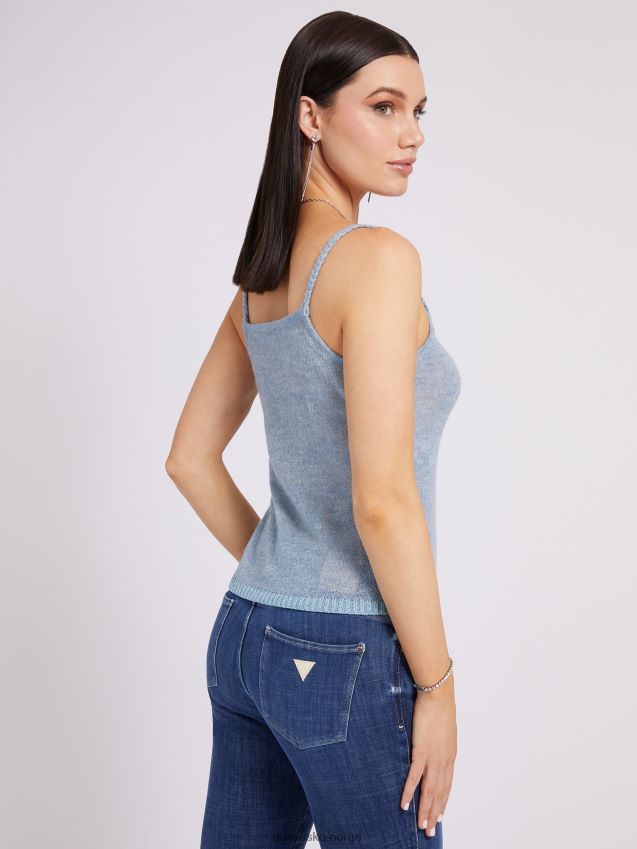 Guess lyseblå lurex garn genser topp lyse blå unisex F0LJ803186