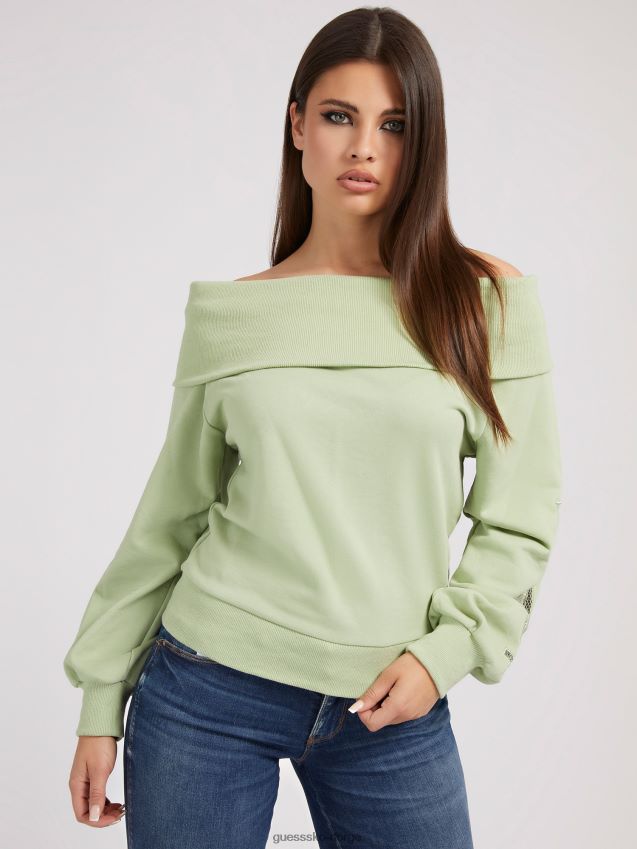 Guess lysegrønn genser med en skulder lysegrønn unisex F0LJ803494