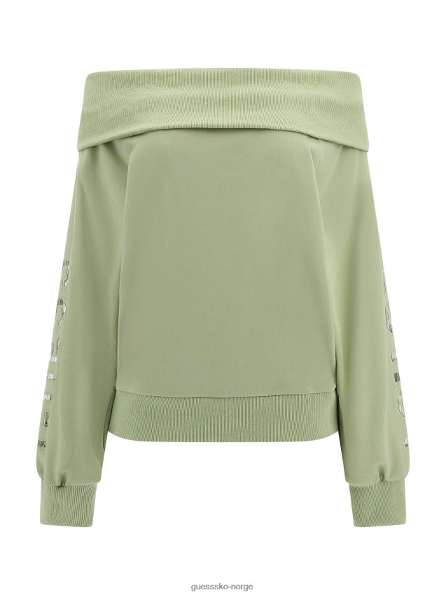 Guess lysegrønn genser med en skulder lysegrønn unisex F0LJ803494