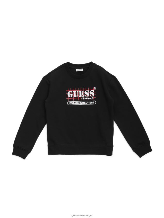 Guess originals logo sweatshirt (2-14) jet black kulsvart unisex F0LJ8011670