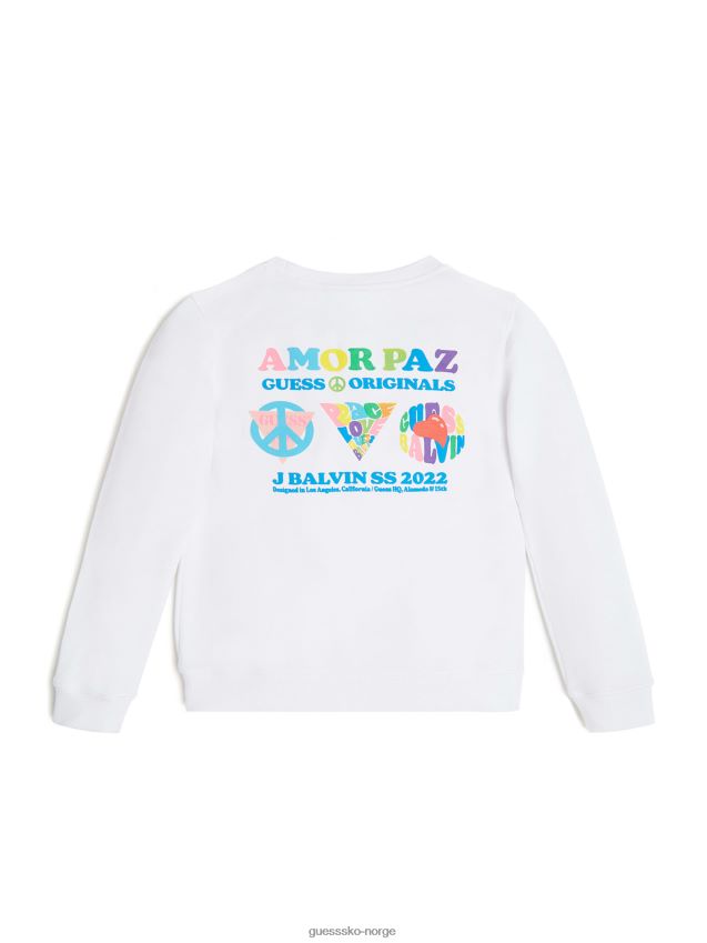 Guess originals x j balvin amor genser (barn 8-14) Ren hvit unisex F0LJ8011676