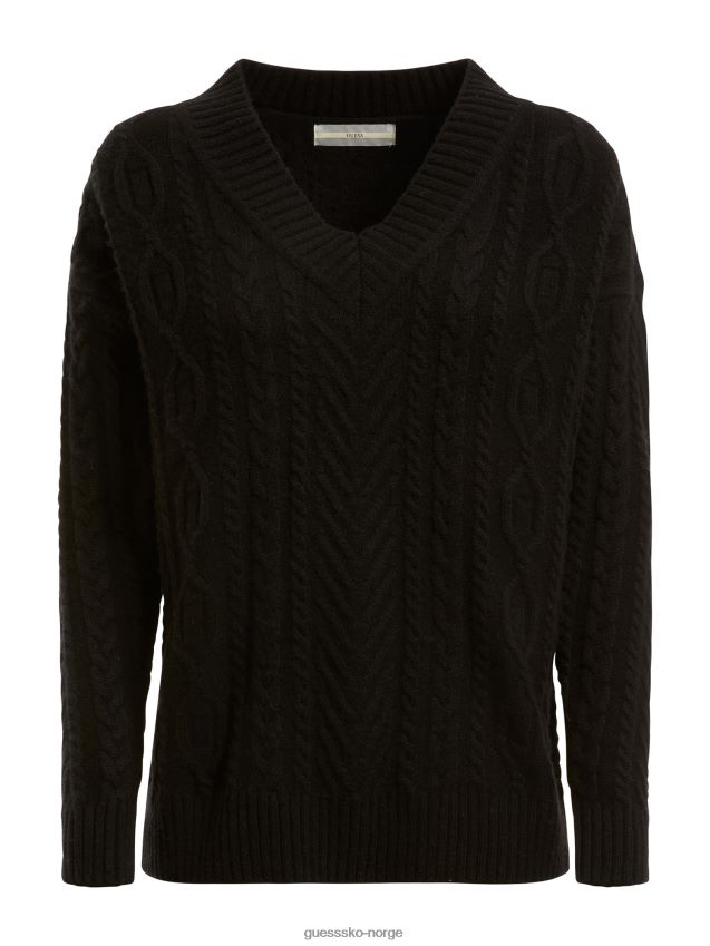 Guess sort kabelstrikket ullblandingsgenser svart unisex F0LJ802660