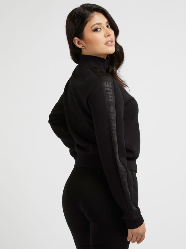 Guess sort sweatshirt med glidelås foran svart unisex F0LJ804870