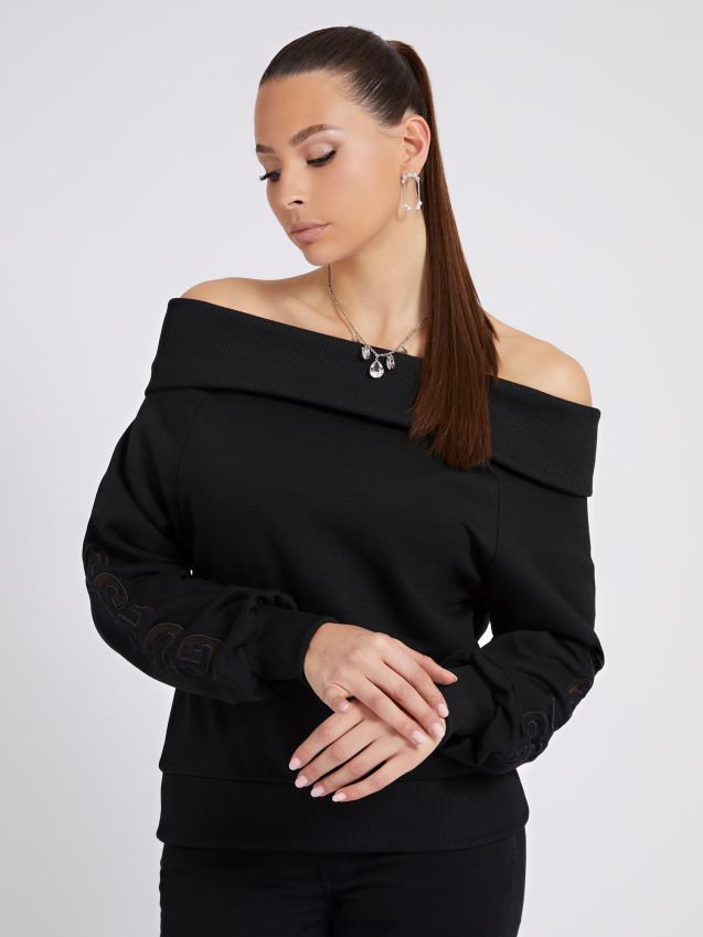 Guess svart genser med en skulder svart unisex F0LJ802886