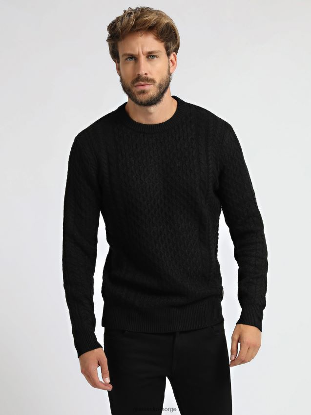 Guess svart ullblanding kabelstrikket genser svart unisex F0LJ802