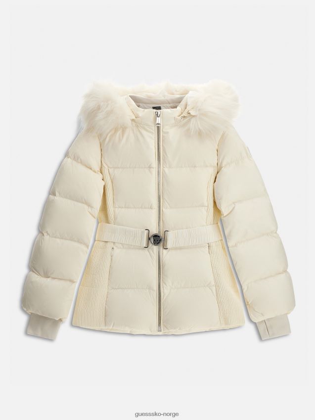 Guess hvit hettegenser i fuskepels hvit unisex F0LJ801747