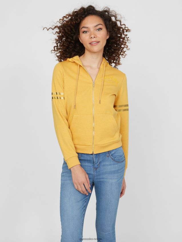 Guess støvete aprikos pilar hettegenser med glidelås-logo støvete aprikos unisex F0LJ807159