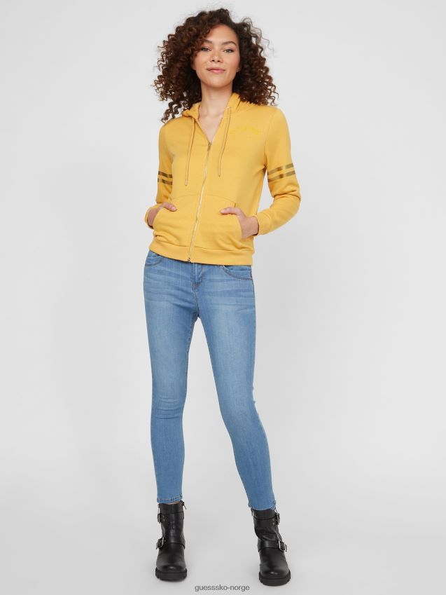 Guess støvete aprikos pilar hettegenser med glidelås-logo støvete aprikos unisex F0LJ807159