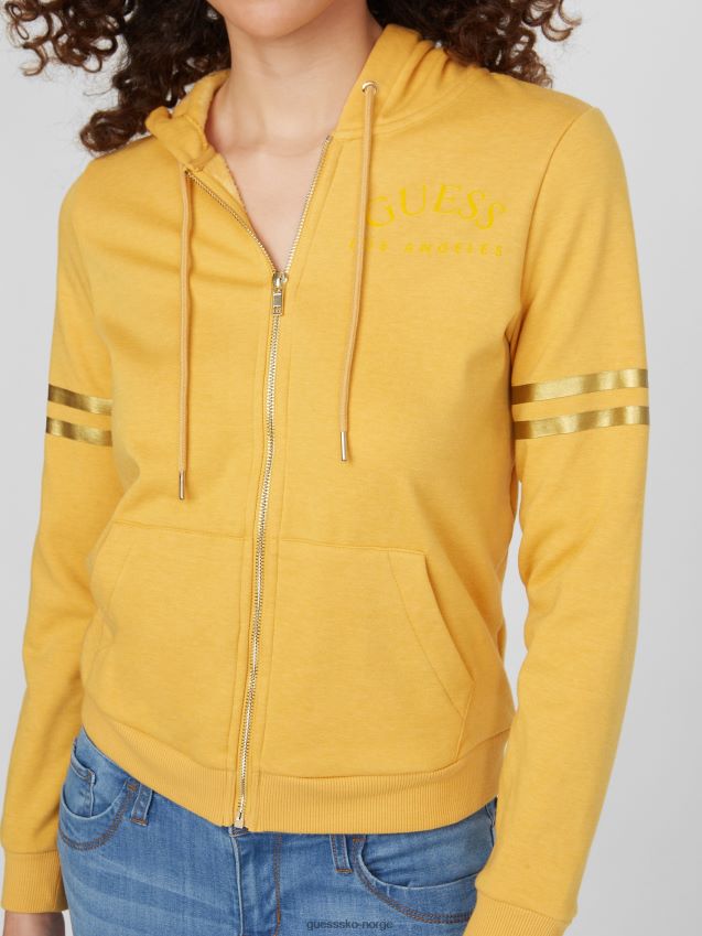 Guess støvete aprikos pilar hettegenser med glidelås-logo støvete aprikos unisex F0LJ807159