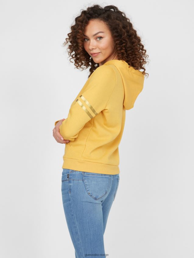 Guess støvete aprikos pilar hettegenser med glidelås-logo støvete aprikos unisex F0LJ807159