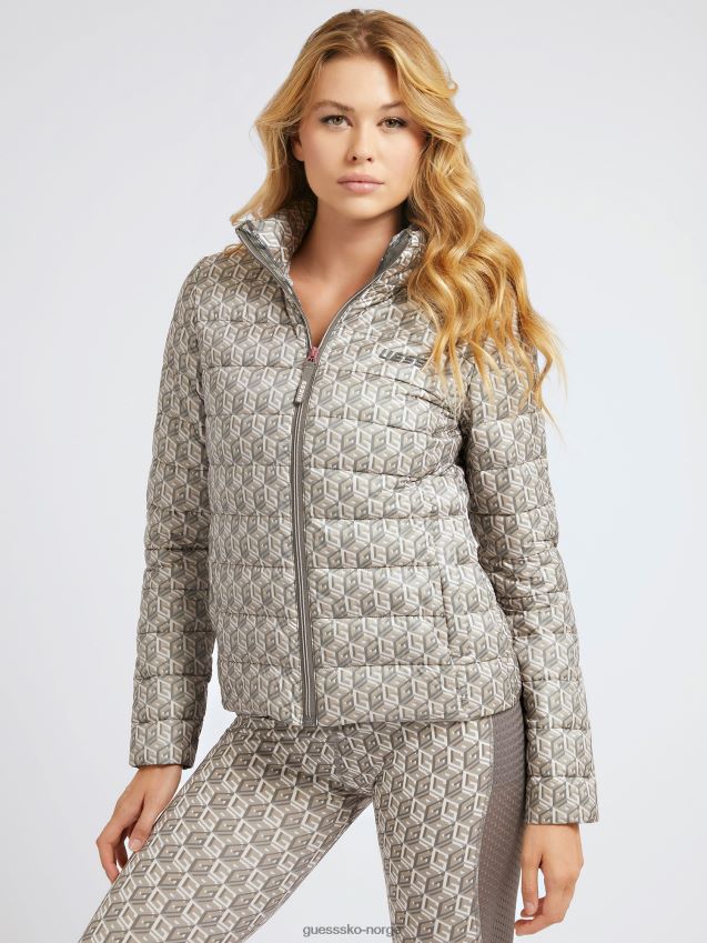 Guess all over logo puffer grå grå unisex F0LJ803644