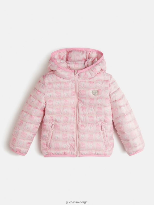 Guess all over print puffer rosa rosa unisex F0LJ802441