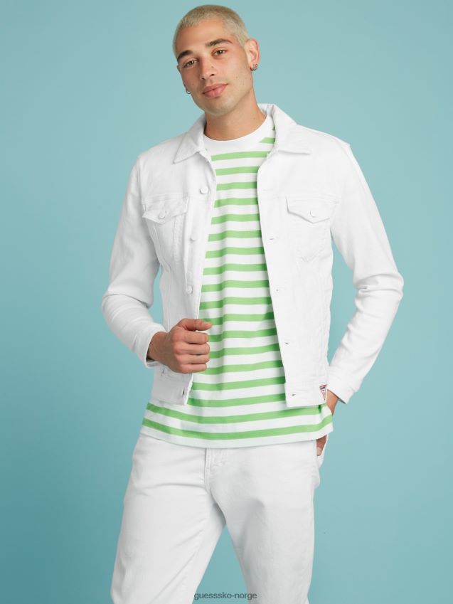 Guess hvit slank denimjakke hvit unisex F0LJ801397