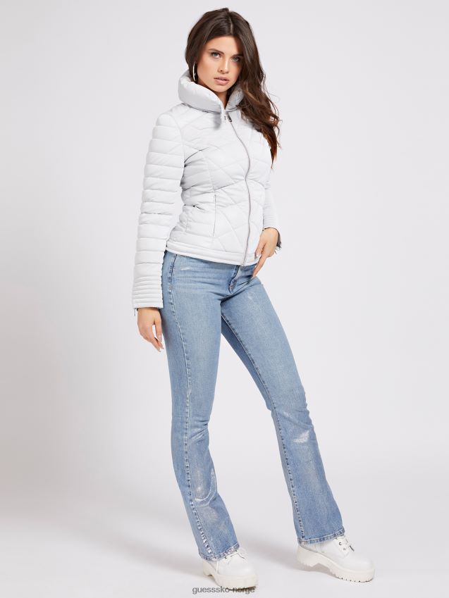 Guess lys grå vattert jakke med høy hals lysegrå unisex F0LJ803551