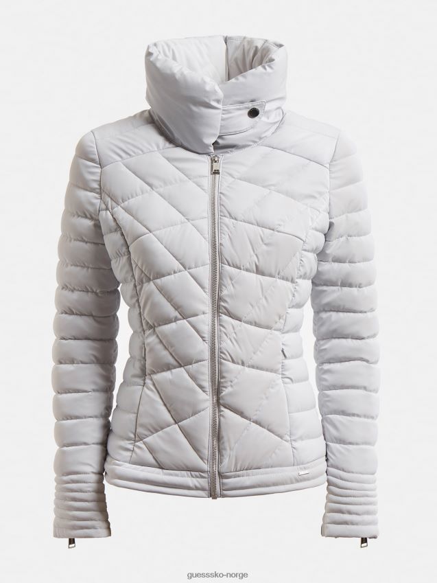 Guess lys grå vattert jakke med høy hals lysegrå unisex F0LJ803551