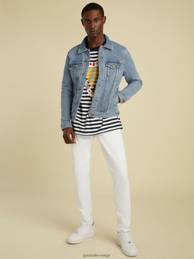 Guess lyseblå denimjakke med flere farger med logo lyse blå unisex F0LJ801238