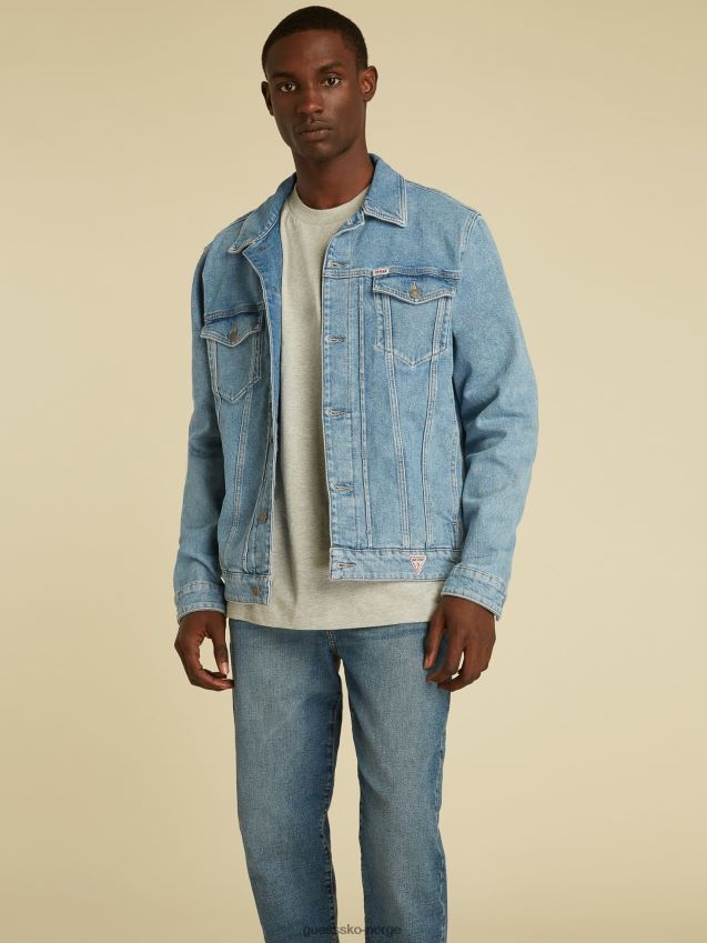 Guess lyseblå slim denimjakke lyse blå unisex F0LJ80871