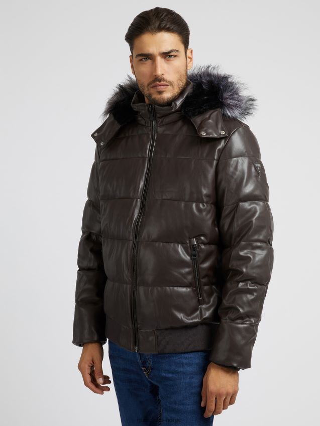 Guess puffer brun i kunstskinn brun unisex F0LJ80500