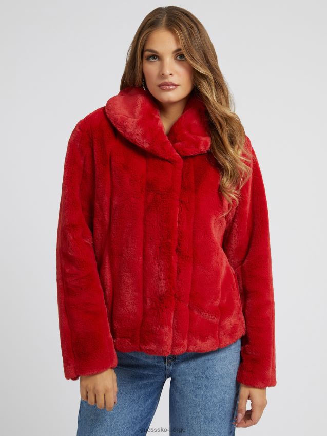 Guess rød fuskepelsjakke rød unisex F0LJ802894