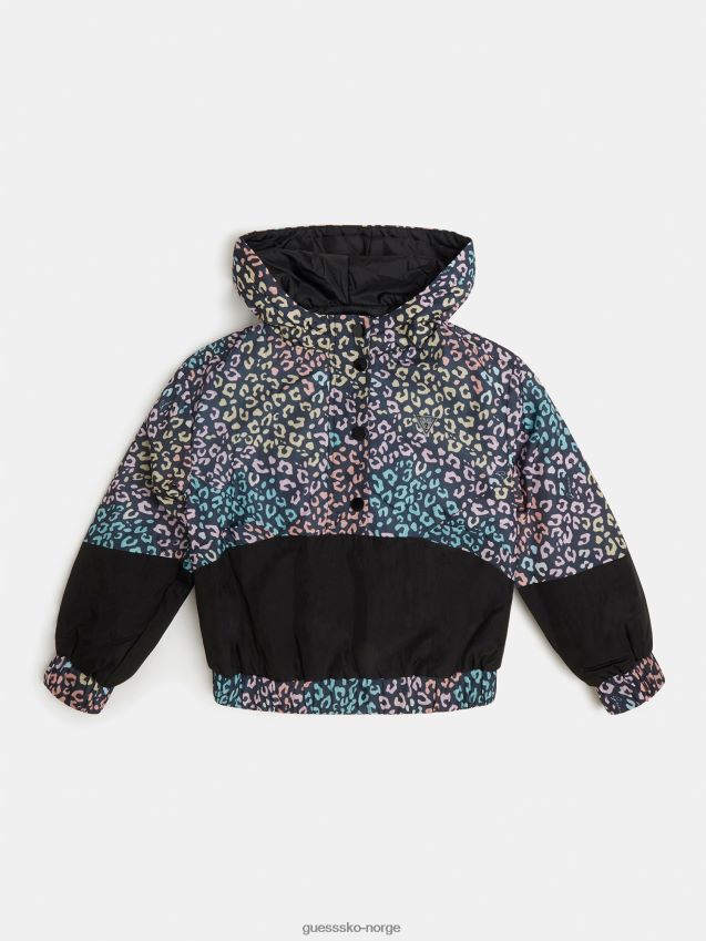 Guess sort vindjakke med multi all over print svart multi unisex F0LJ802114