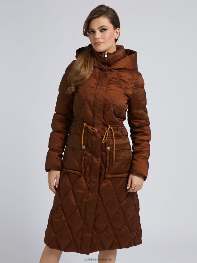 Guess vattert lang puffer orange oransje unisex F0LJ803532