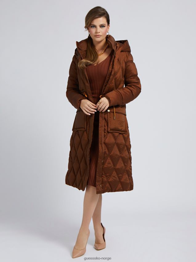 Guess vattert lang puffer orange oransje unisex F0LJ803532