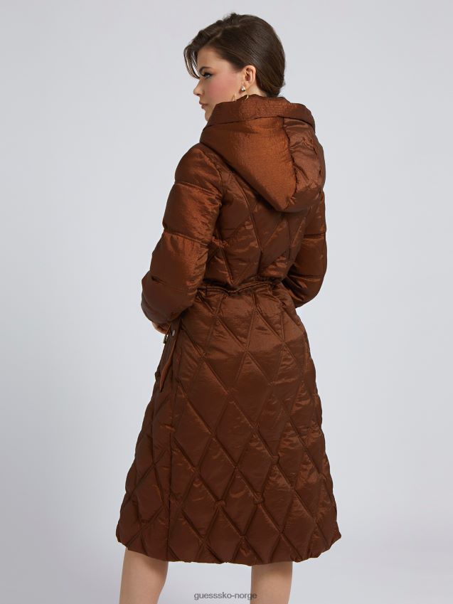 Guess vattert lang puffer orange oransje unisex F0LJ803532