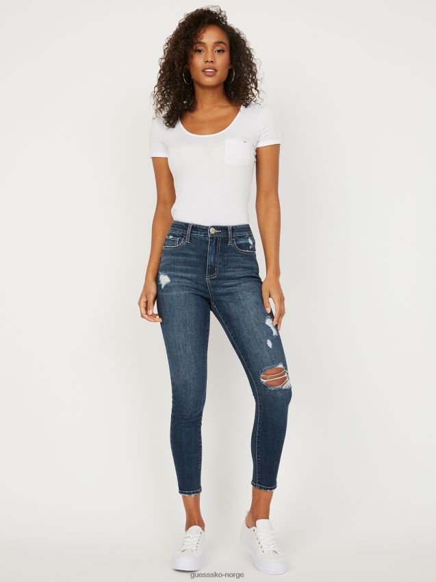 Guess dark destroy wash 30 inse eco simmone high-rise skinny jeans mørk ødelegge vask 30 inse unisex F0LJ806883