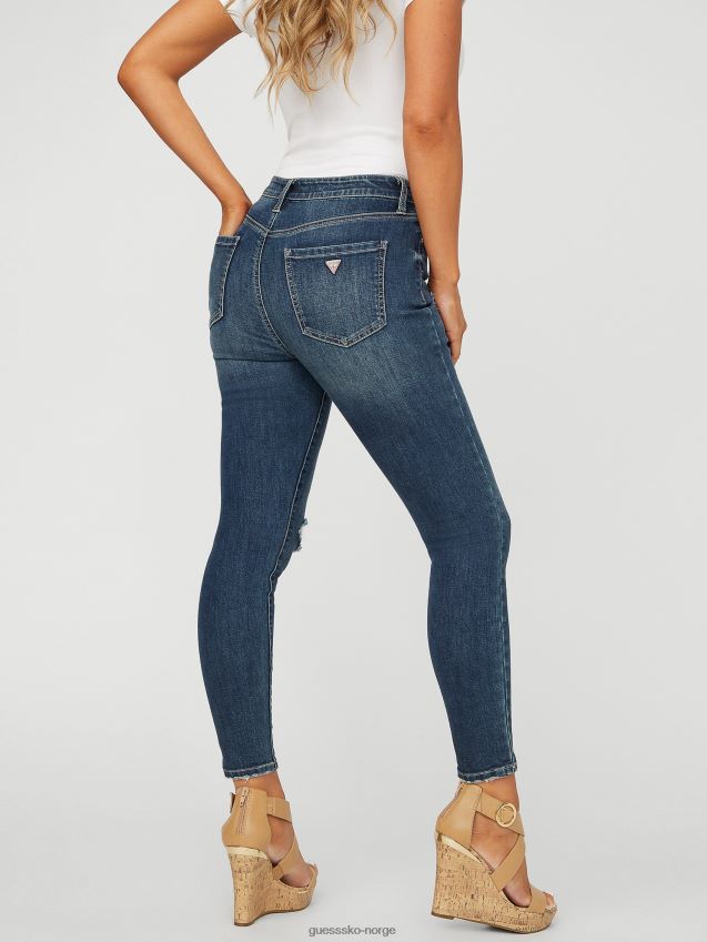 Guess dark destroy wash eco simmone skinny jeans med høy stige mørk ødelegge vask unisex F0LJ806873