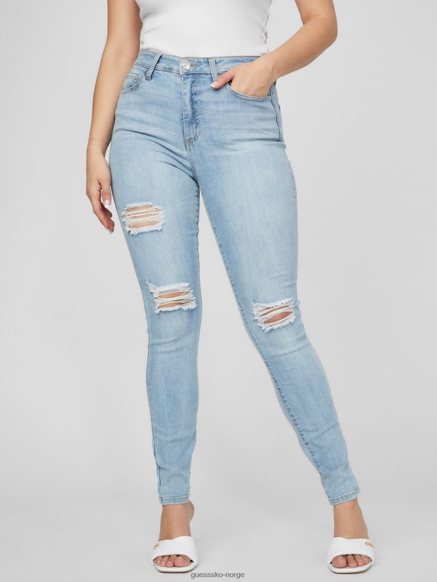 Guess øko simmone høyhus skinny jeans lys ødelegge vask lett ødelegge vask unisex F0LJ807110