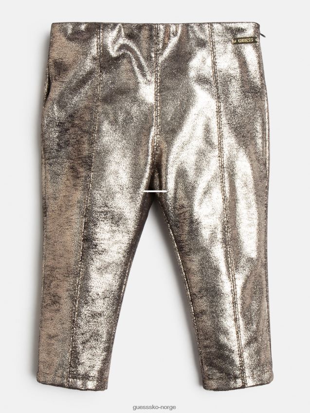 Guess leggings i gull i semsket skinn gull unisex F0LJ802051