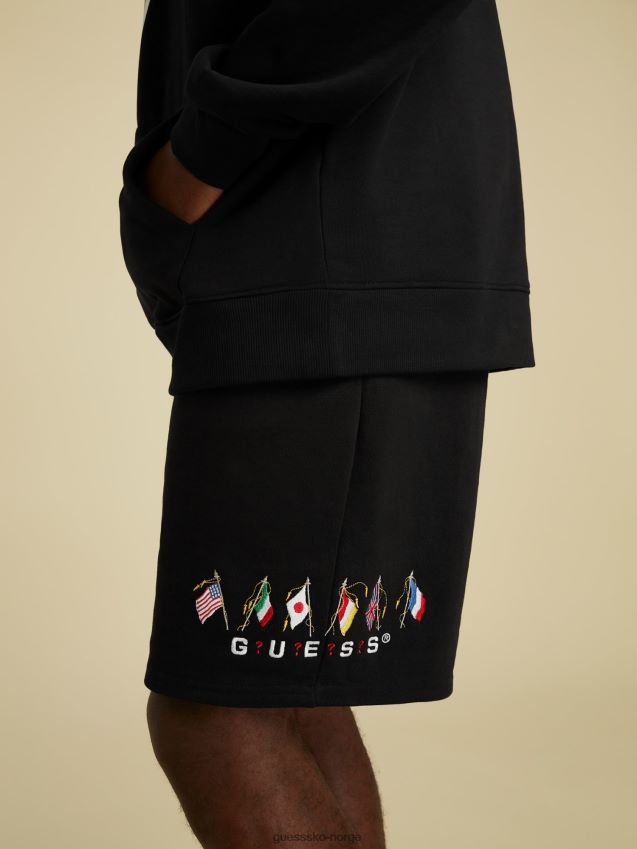 Guess sorte shorts med snøring med logo svart unisex F0LJ801347