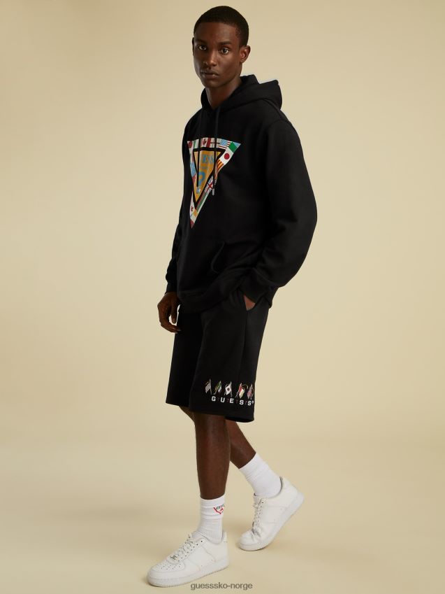 Guess sorte shorts med snøring med logo svart unisex F0LJ801347