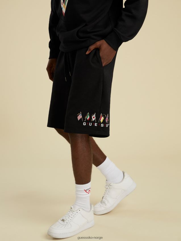 Guess sorte shorts med snøring med logo svart unisex F0LJ801347