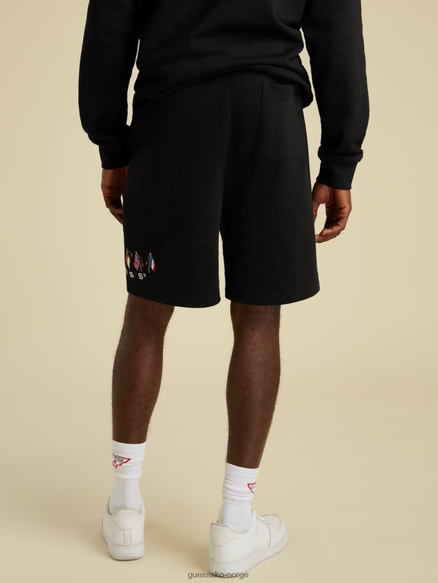 Guess sorte shorts med snøring med logo svart unisex F0LJ801347