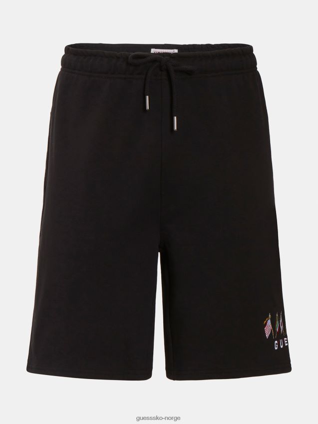 Guess sorte shorts med snøring med logo svart unisex F0LJ801347