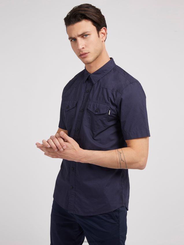 Guess blå kortermet skjorte blå unisex F0LJ80495