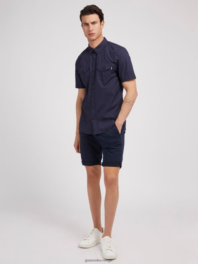 Guess blå kortermet skjorte blå unisex F0LJ80495