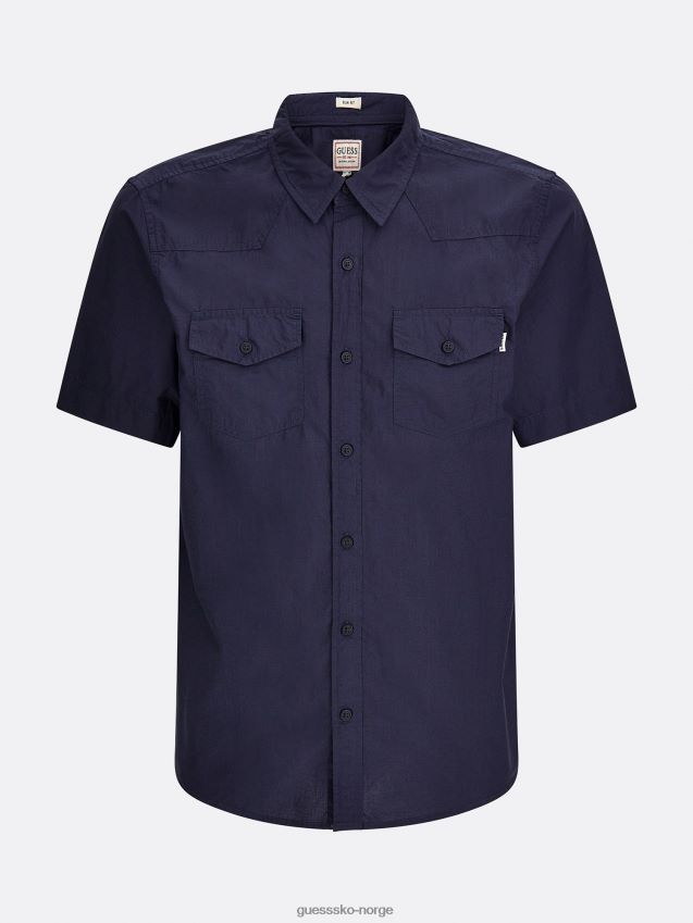 Guess blå kortermet skjorte blå unisex F0LJ80495