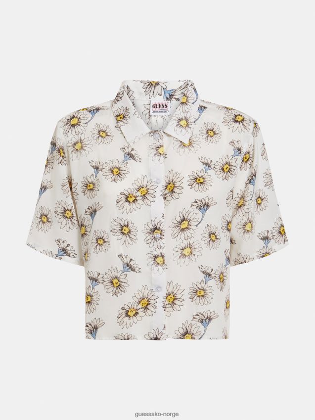 Guess hvit all-over skjorte med blomstertrykk hvit unisex F0LJ802943