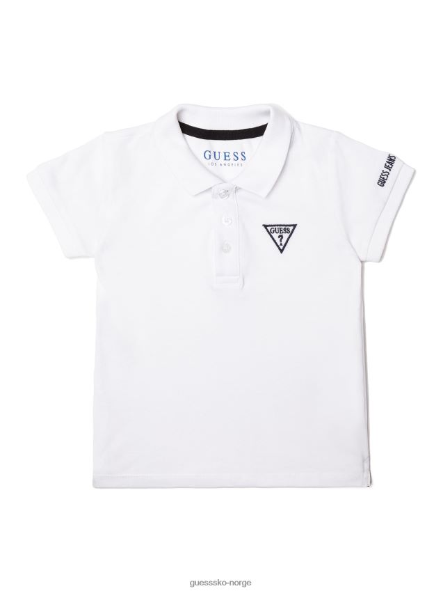 Guess hvit polo med logo foran hvit unisex F0LJ802505