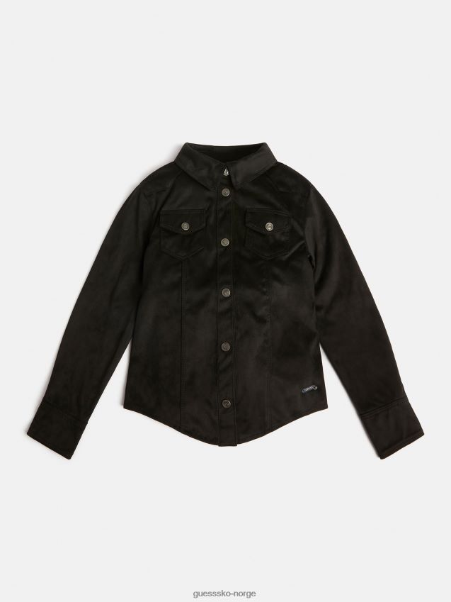 Guess imitert semsket skjorte svart svart unisex F0LJ802394