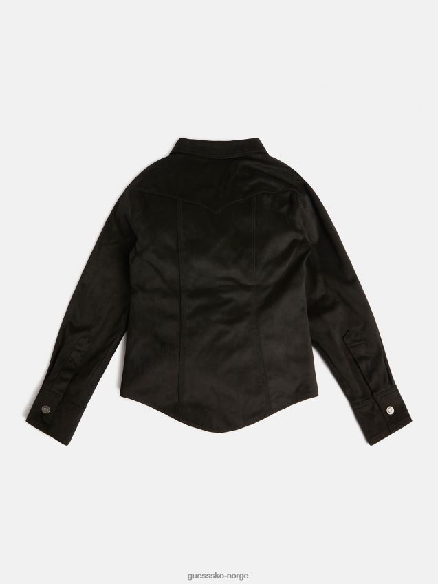 Guess imitert semsket skjorte svart svart unisex F0LJ802394
