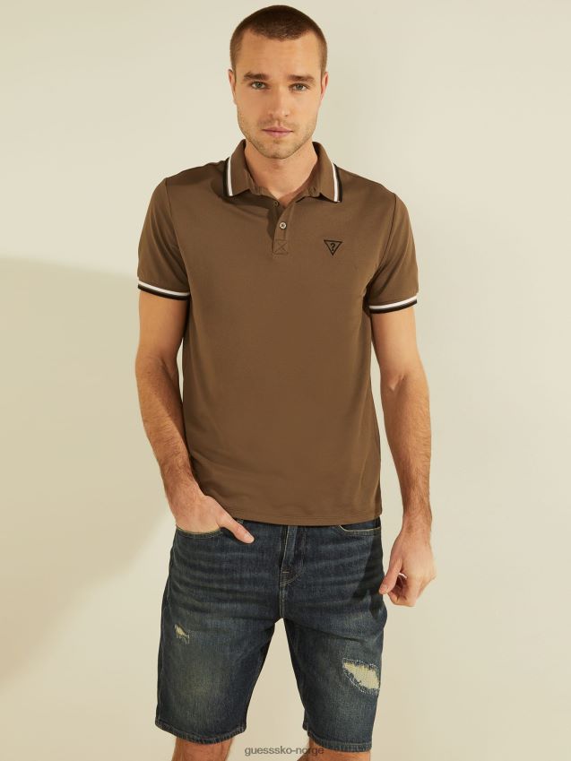 Guess logo trekant poloskjorte brun brun unisex F0LJ80902
